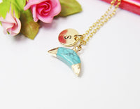 Best Christmas Gift, Natural Gemstone Crescent Moon Turquoise Necklace, N2814