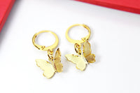 Gold Butterfly Charm Earrings, Beautiful Butterfly Earrings, Butterfly Bug Insect Jewelry, N2710