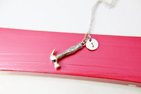 Silver Hammer Charm Necklace, Hammer Charm, Tool Necklace, Construction Worker, Personalized Customized Monogram,N276