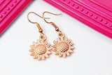 Rose Gold Sunflower Charm Earrings, Flower Charm, Sunflower Jewelry, Girlfriend Gift, N2767