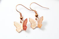 Rose Gold Butterfly Charm Earrings, Butterfly  Charm, Animal Insect Bug Jewelry, Girlfriend Gift, N2770