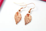 Rose Gold Leaf Charm Earrings, Leaf Charm, Autumn Fall Jewelry,  Natural Jewelry, N2772