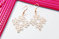 Rose Gold Japanese Cherry Blossom Flower Charm Earrings,Cherry Blossom Earrings, Peace Plum Flower Charm, Girlfriend Gift, N2782