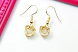 Gold Heart Zirconia Charm Earrings, Heart Cubic Zirconia Charm, Gemstone Jewelry, Mom Gift, N2788