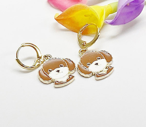 Gold Poodle Dog Earrings, Cute Poodle Charm Earrings, Pet Lover Gift, N3143