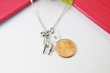 Silver Giraffe Necklace, Daughter Necklace, Gift for Daughter, Daughter Jewelry, Mother Daughter, N3112