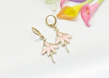 Gold Ballet Earrings, Cute Pink Ballet Dance Girl Charm Earrings, Ballet Dance Earrings, N3138