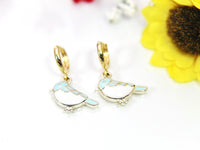 Bluebird Earrings, Gold Sparrow Bird Earrings, Hoop or Stud or Dangle Earrings in Option N3296