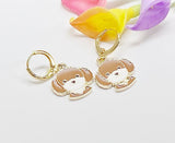 Granddaughter Earrings, Gold Dog Earrings, Cute Puddle Charm Earrings, Pet Lover Gift, N3143