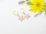 Gold Pink Starfish Earrings, Nautical Earrings, N3188
