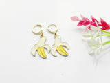 Gold Peed Banana Earrings, Yellow Banana Foodie Earrings, N3248