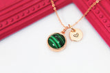Rose Gold Malachite Necklace, Birthday's Gift, Mother's Day Gift, Gemstone Birthstone Necklace, Personalized Gift, N3380