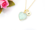 Amazonite Necklace, Heart Gemstone Jewelry, Birthstone Jewelry, Birthday Gift, Personalized Gift, Christmas Gift,N3389