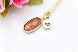Gold Goldstone Necklace, Oval, Birthday's Gift, Mother's Day Gift, Gemstone, Birthstone, Graduation, Christmas Gift, N3428