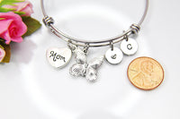 Mom Bracelet, Silver Mom Butterfly Bracelet, Mom Charm, Mom Gift, Mother's Day Gift, Personalized Gift, N3408