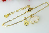Mother's Day Gift, Gold Elephant Bracelet, Elephant White Imitation Opal Charm, Personalized Gift, Animal Charm, Birthday Gift, N3503