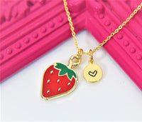 Strawberry Necklace, Gold Strawberry, Personalized, Birthday Gift, Graduation Gift, Christmas Gift, Thank You Gift, Appreciation Gift, N3583