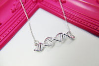 Silver DNA Necklace, Christmas Gift, Birthday Gift, Personalized Gift, Thank You Gift, Appreciation Gift, Graduation Gift,  N3634