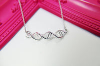 Silver DNA Necklace, Christmas Gift, Birthday Gift, Personalized Gift, Thank You Gift, Appreciation Gift, Graduation Gift,  N3634
