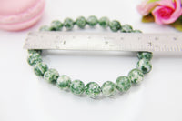 Green Spot Jasper Bracelet, Natural Gemstone Crystal Jewelry N3774
