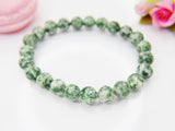 Green Spot Jasper Bracelet, Natural Gemstone Crystal Jewelry N3774