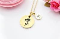 Water Lily Lotus Necklace, July Birth Flower Gift, Birthday Gift, Personalized, Christmas Gift, Appreciation Gift, Thank You Gift, N3831