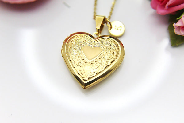 Best Valentine Gift, Best Christmas Gift, Gold Heart Flower Locket