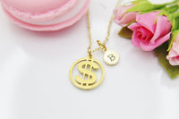 Gold Dollar Sign Necklace, Dollar Money, Christmas Gift, Thank You Gift, Mom Gift, Aunt Gift, Sister Gift, Daughter Gift, Niece Gift, N3869