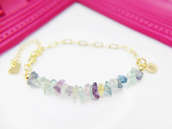 Fluorite Bracelet, Natural Gemstone Jewelry N3981