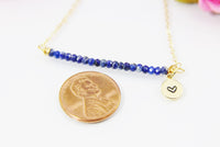 Lapis Lazuli Necklace Genuine Gemstone August Birthstone Talisman for Intuition Power Prosperity Truth Wisdom, N4077