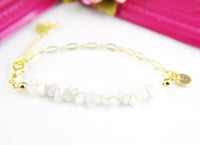Moonstone Bracelet, Natural Gemstone Jewelry N4236
