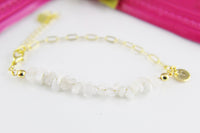 Moonstone Bracelet, Natural Gemstone Jewelry N4236
