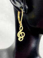 Gold Music Melody Treble Clef Earrings, Music Note Jewelry Gift, Graduation Gifts, Music Teacher Gift, Hypoallergenic, L003