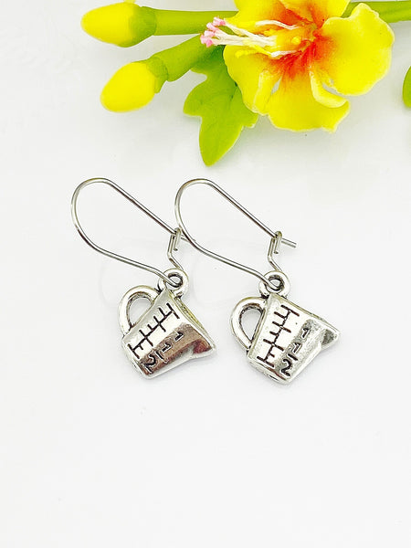 Measuring Cup Earrings, Best Gift for Bakery Baker Chef Culinary Schools Student, Mother's Day Gift, Hypoallergenic, Silver Earrings, L080