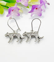 Leopard Earrings, Leopard Charm, Leopard Cat Jewelry Gift, Hypoallergenic Earrings, Silver Earrings, L102