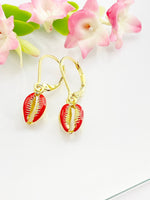 Gold Shell Earrings, Hypoallergenic Earrings, Gold Shell Charm, Shell Jewelry Gift, Dangle Hoop Earrings, L116