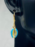 Gold Shell Earrings, Hypoallergenic Earrings, Gold Shell Charm, Shell Jewelry Gift, Dangle Hoop Earrings, L117