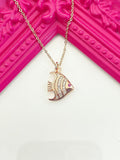 Rose Gold Fish Necklace, Real Rose Gold Plated Cubic Zirconia Fish Charm, Layering Necklace, Dainty Necklace, L152
