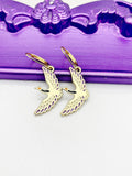 Crane Earrings, Hypoallergenic Earrings, Gold Crane Charm, Origami Japanese Crane Jewelry Gift, Dangle Hoop Earrings, L194