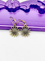 Daisy Earrings, Hypoallergenic Earrings, Gold Daisy Charm, Daisy Floral Jewelry Gift, Dangle Hoop Earrings, L201