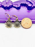 Daisy Earrings, Hypoallergenic Earrings, Gold Daisy Charm, Daisy Floral Jewelry Gift, Dangle Hoop Earrings, L201