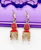 Chair Earrings, Hypoallergenic Earrings, Gold Crown Princess Royal Chair Charm, Princess Jewelry Gift, Dangle Hoop Leverback Earrings, L240