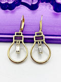 Lightbulb Earrings, Hypoallergenic Earrings, Gold Lightbulb Charm, Lightbulb Jewelry Gift, Dangle Hoop Leverback Earrings, L244