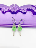 Lollipop Earrings Hypoallergenic Earrings Silver Lollipop Charm, Lollipop Candy Jewelry Gift, Dangle Hoop Leverback Earrings, L259