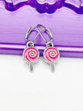 Lollipop Earrings Hypoallergenic Earrings Silver Lollipop Charm, Lollipop Candy Jewelry Gift, Dangle Hoop Leverback Earrings, L260
