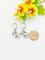 Elephant Earrings Hypoallergenic Earrings, Elephant Charm, Elephant Animal Jewelry Gift, Dangle Hoop Lever-back Earrings, L288