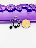 Musician Earrings, Hypoallergenic Earrings, Music Note Charm, Musical Jewelry Gift, Dangle Hoop Lever back Earrings, L306