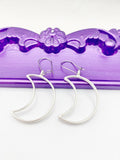 Moon Earrings, Hypoallergenic Earrings, Crestal Moon Charm, Moon Jewelry Gift, Dangle Hoop Lever back Earrings, L311