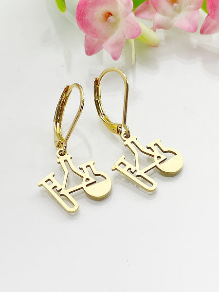 Gold Science Laboratory Beakers Earrings, Chemistry Science Teacher, Researcher Gift, Graduation Gifts, Scientist Gift, Hypoallergenic, L002