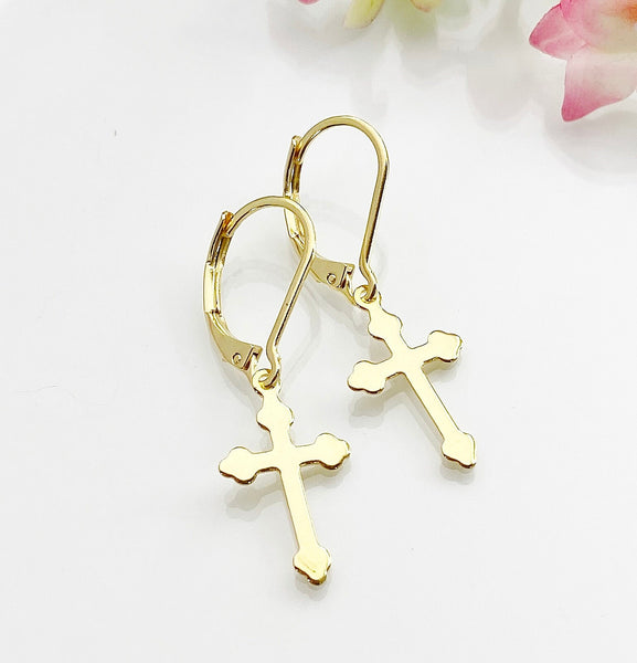 Gold Cross Earrings, Cross Jewelry, Christian Gift, Graduation Gifts, Birthday Gifts, Hypoallergenic, L004